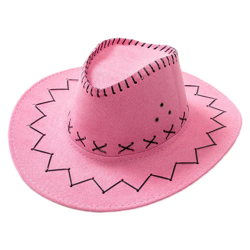 Western cowboy hat knight hat men and women sun big edge outdoor performance pink cowboy big brim tourist sun outdoor hiking hat