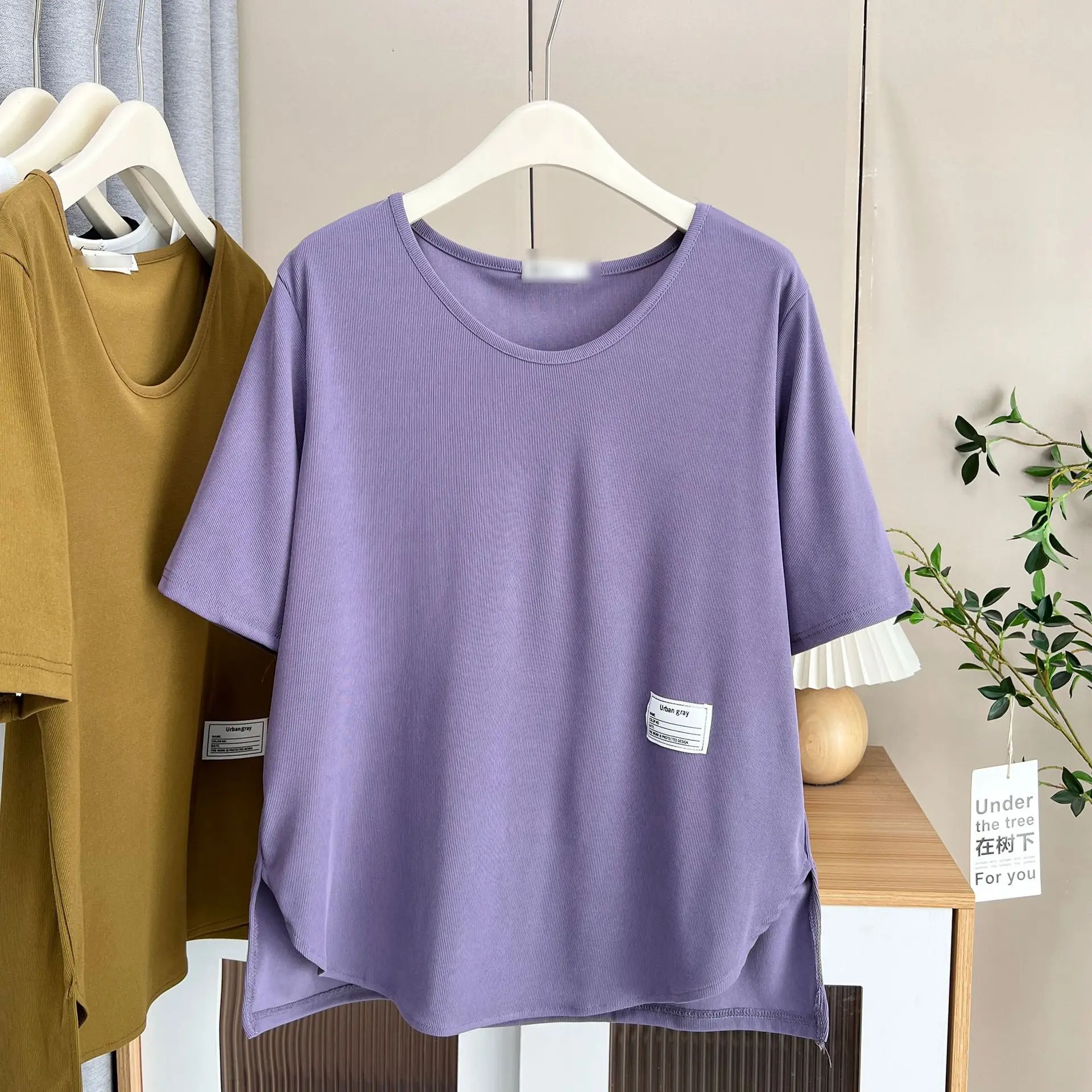 Plus Size Women's Top Summer New 100kg Casual Label short-sleeved T-shirt 2303