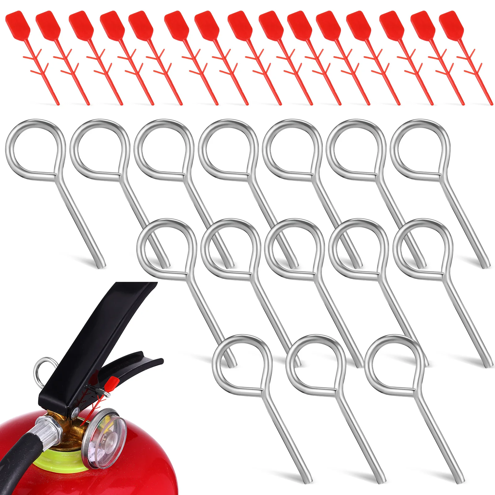 

15 Sets Plastic Latch Fire Extinguisher Tools Metal Lock Pins Dowels for Extinguishers Safety Pull Holder Parts Locks