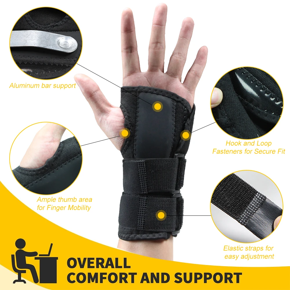 1PCS Carpal Tunnel Wrist Brace Support 2 Straps Metal Splint Stabilizer Helps Relieve Tendinitis Arthritis Carpal Tunnel wrist brace wrist support wrist support band