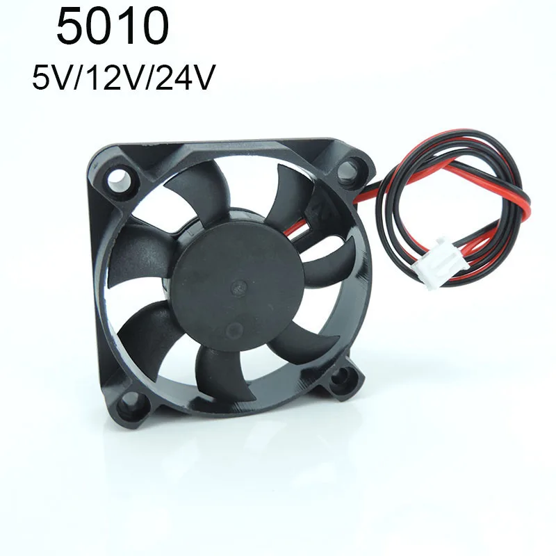 DC 5010 5V/12V/24V Computer CPU Cooler Mini Cooling Fan 50MM Small Exhaust Fan for 3D Printer 2 pin 50x50x10mm E1