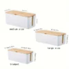 Desktop Storage Box with Bamboo Wooden Cover Hole Electrical Wire Storage Box Desktop Storage Makeup Organization Home Supplies 5