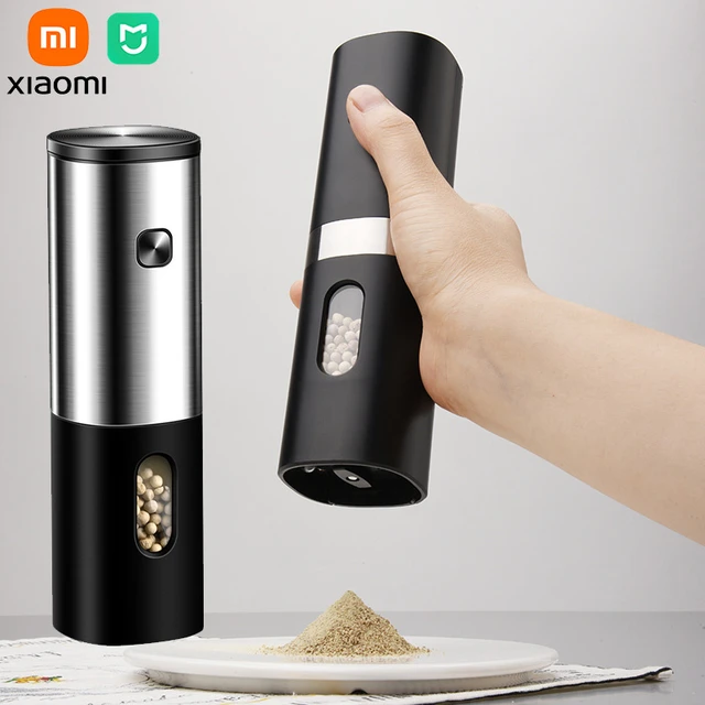 New Xiaomi Gravity Pepper Mills Electric Salt And Pepper Grinder Set  Adjustable Coarseness With LED Light - AliExpress