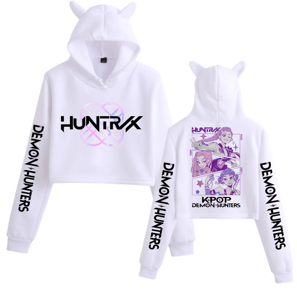 YiJee KPop Demon Hunters Hoodie Damen - Crop Kapuzenpullover Mit Katzenohren
