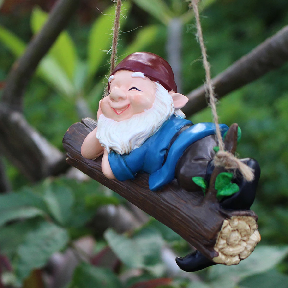 Cute Garden Dwarf Decorations 1pc For Yard Hanging Statues Smile Gnome In Swing Branch Hammock Resin Tree Ornaments Figurines F resin ornaments garden statue garden decoration resin statue resin handicraft ornaments resin ornament