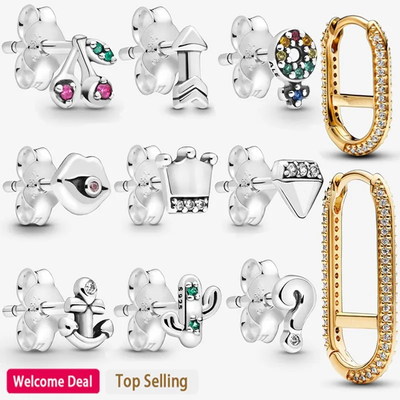 New Hot Selling 925 Sterling Silver ME Series Pav é Dense Chain Ring Earrings Wedding DIY Jewelry Gifts Fashion Light Luxury