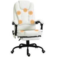7-Point Vibrating Massage Office Chair High Back Massaging Office Desk Chair with Lumbar Support, Footrest, White 1