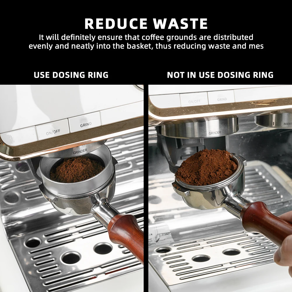 Trechterring, koffiedoseerring, koffiedoseerring, espresso-doseerder, koffietrechter, accessoires van aluminium, doseerring voor koffiepoeder voor 51 mm portafilters