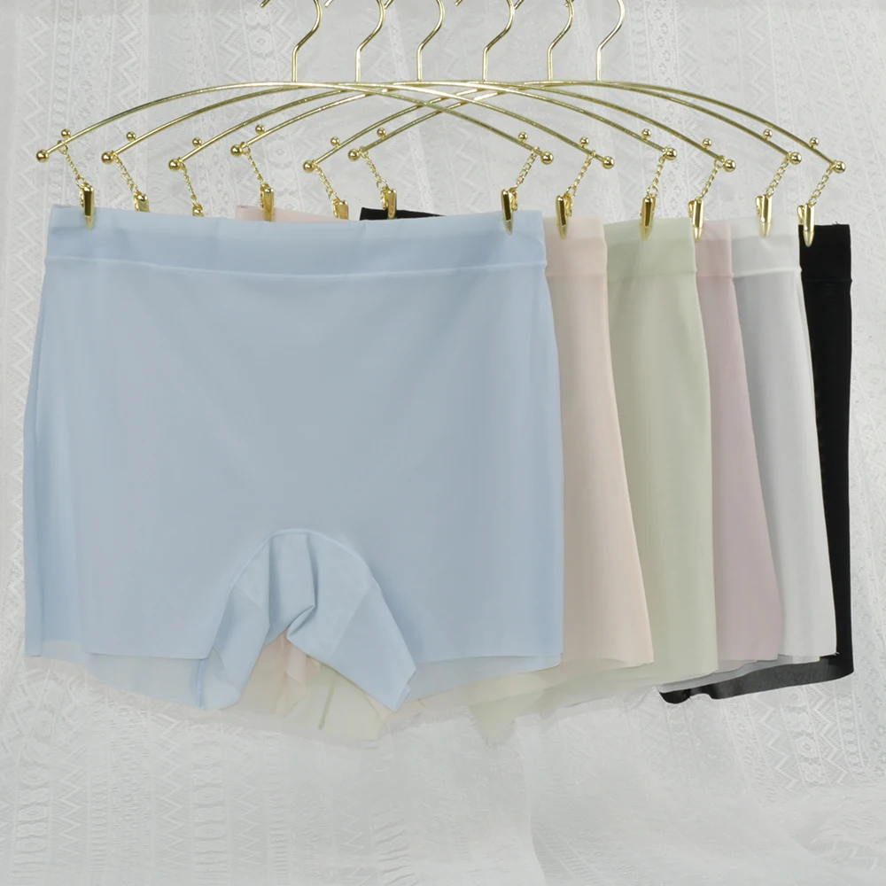 Summer Ice Silk Ultra-thin Boxer Underwear Women Seamless High Waist Panties Plus Size Quick Dry Female Safety Short Pants 1pc