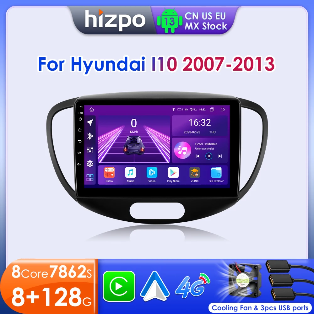 Hizpo Car Intelligent Screen for Hyundai I10 2007-2013 2din