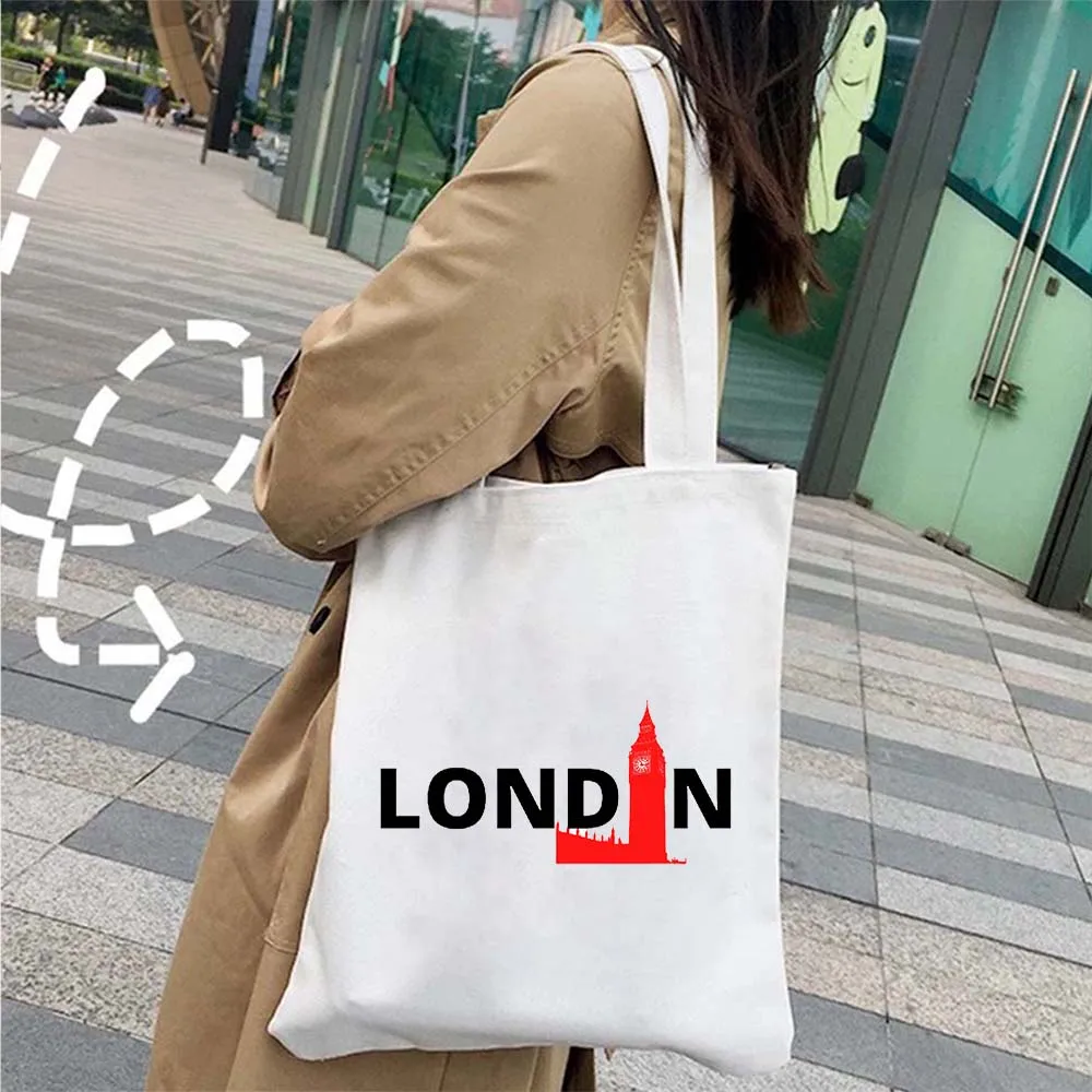 London Bridge Big Ben England Flag Map Shoulder Shopping Canvas Tote Bag Landscape Skyline United Kingdom British Women Handbags shoulder bag,ladies handbag,canvas bag
