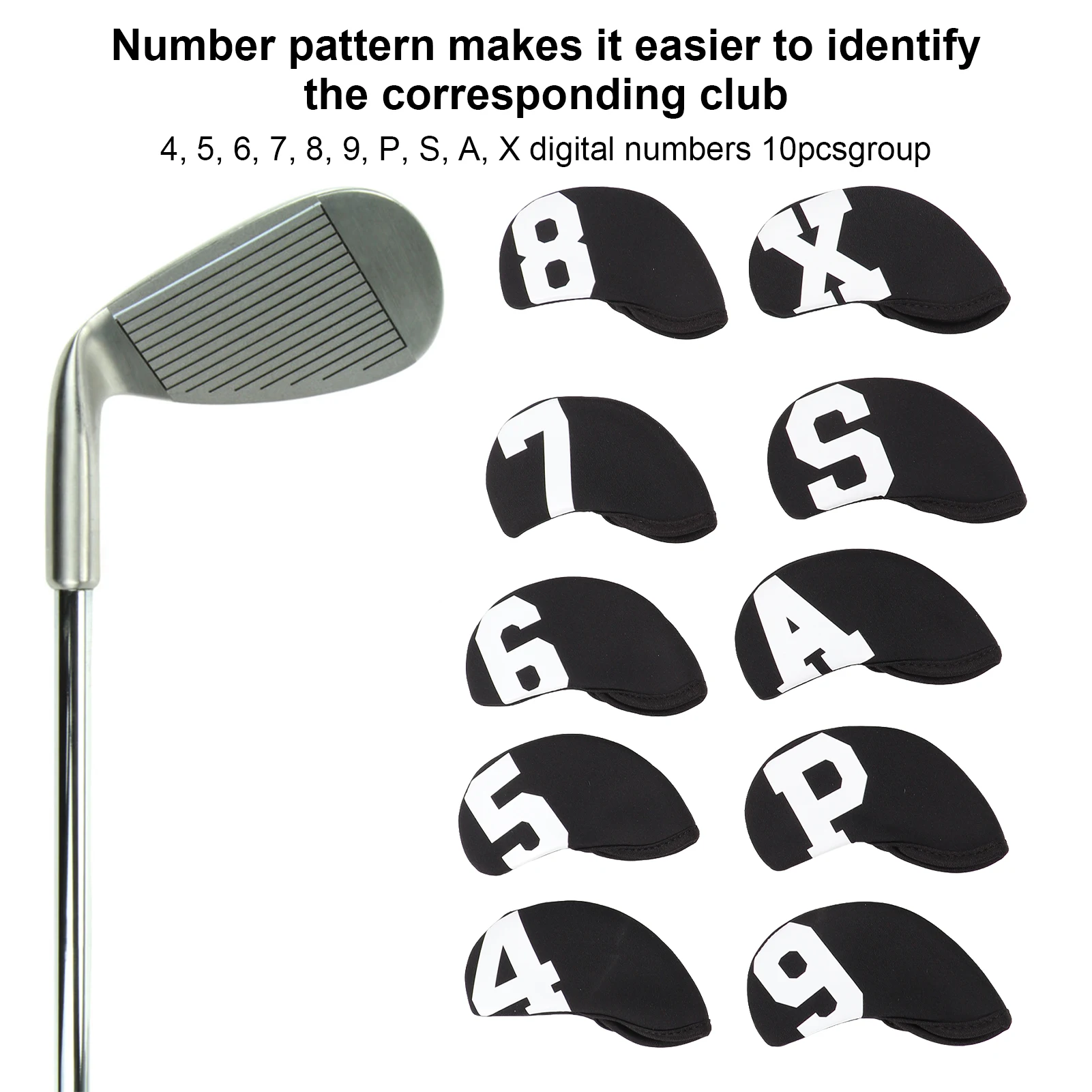 10Pcs/Set Number Golf Iron Head Cover Set Neoprene Golf Club Iron Protective Headcover