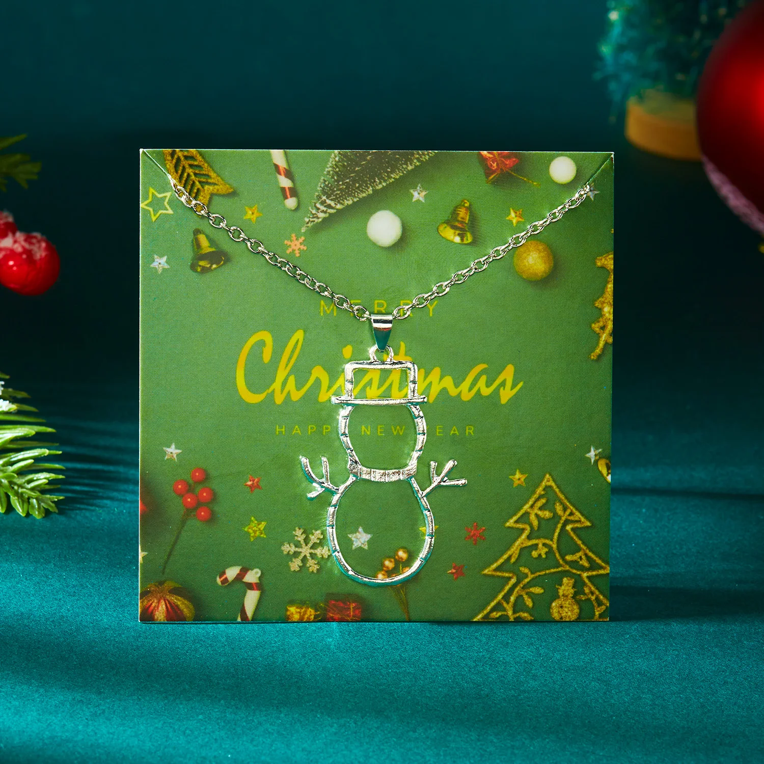 Design Sense Rosa Weihnachtsbaum-Ohrringe für Frauen, niedliche hohle Schneemann-Ohrringe, Halskette, Weihnachten, Neujahr, Party-Geschenke – Detail 12