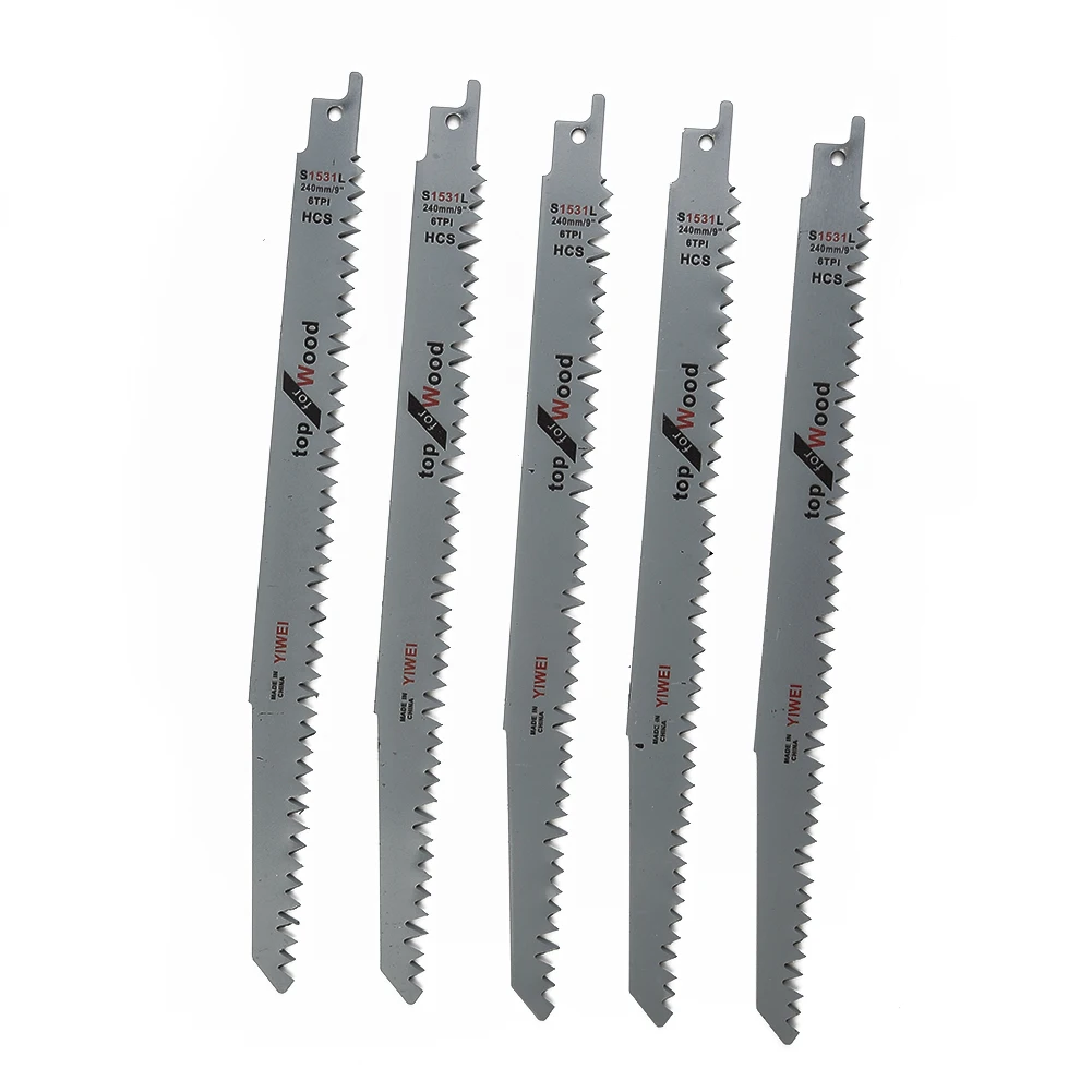 

5pcs 240mm S1531L Reciprocating Saw Blades High Carbon Steel Multi Saw Blade For Metal Wood Plastic Cutting Power Tools Access