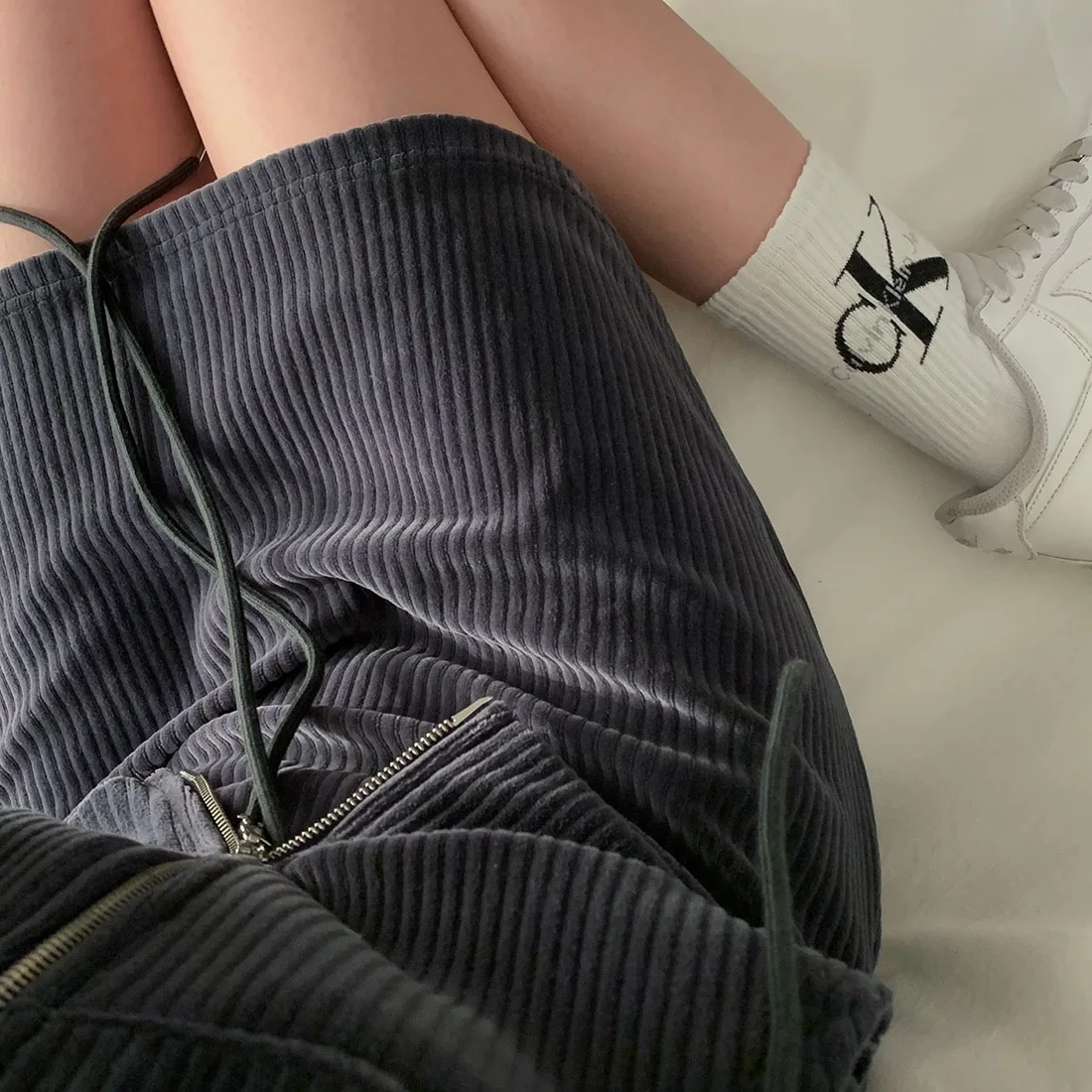 Korean CHic Corduroy Two-piece Skirt Sets Women Hoodie Crop Top Coats Bodycon Mini Skirt Autumn Winter New Outfits Casual Suit