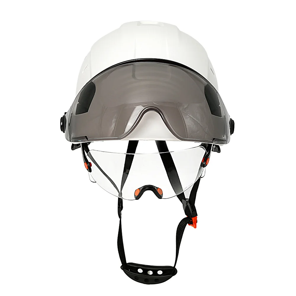 CE Construção Capacete De Segurança Com Viseira Construído Em Óculos De Proteção Para O Chapéu Do Engenheiro ABS ANSI Industrial Work Cap Men Head Protection