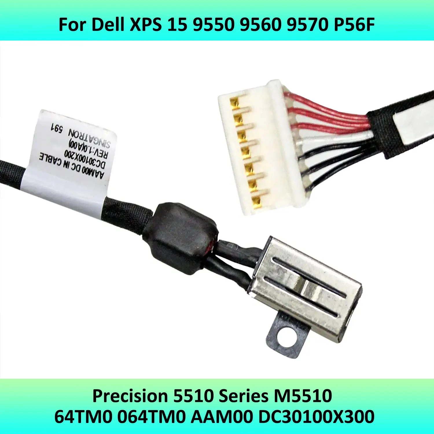 

Laptop DC Power Jack Cable for Dell XPS 15 9550 9560 9570 P56F Precision 5510 Series M5510 064TM0 DC30100X300 DC-IN Flex Cable