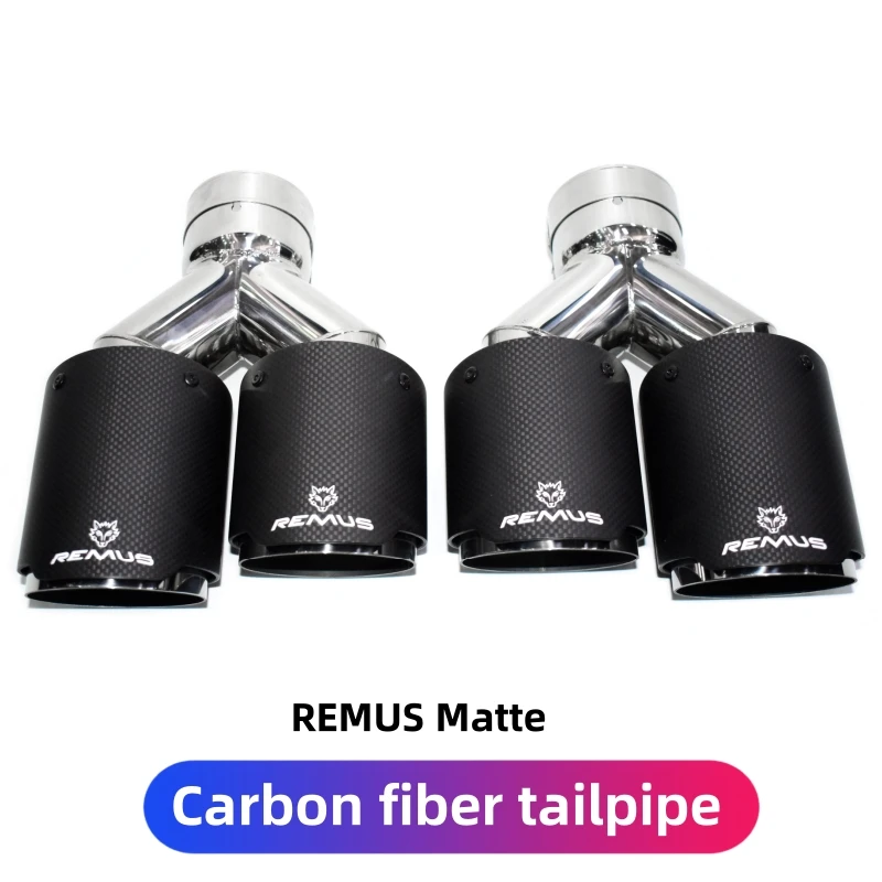 REMUS 탄소 섬유 쿼드 테일 파이프 배기 파이프 개조, 광택 매트 머플러 팁 배기 헤드에 적합