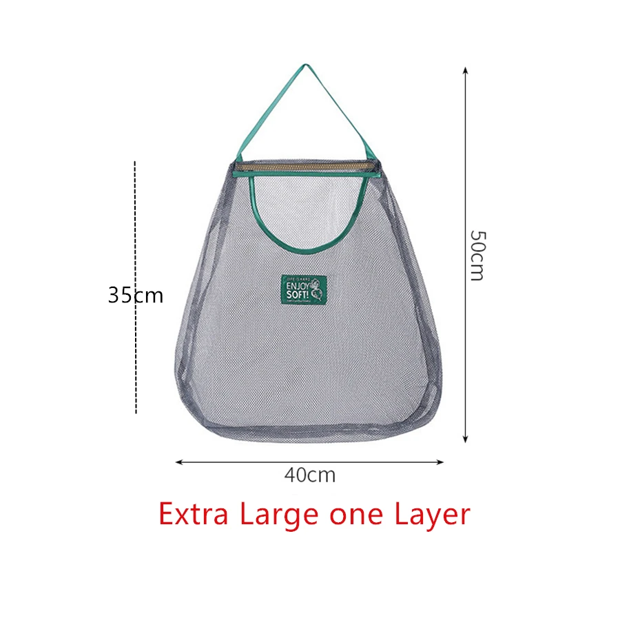 Große Kapazität Tragbare Küche Lagerung Tasche Haushalt Gemüse Obst Mesh Tasche Wand Lagerung Raum Organizer Hängen Taschen – Detail 4