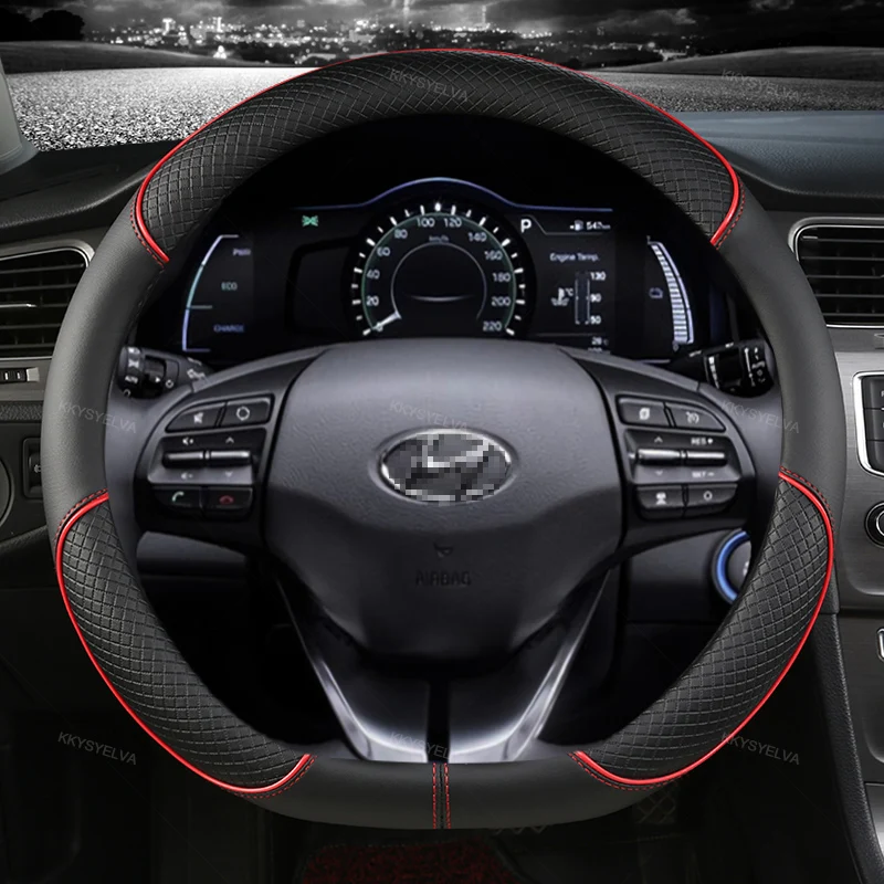 

D Shape PU Leather For Hyundai ioniq 2016 2017 2018 2019 2020 2021 2022 Car Steering Wheel Cover Auto Accessories interior