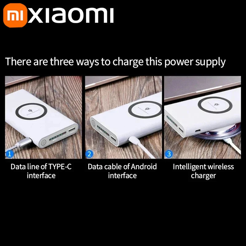 Portable Battery Charger Xiaomi Super Slim Magnetic Wireless Power Bank 200000mAh High Capacity USB-c Two-Way Portable Fast Charger IPhone Samsung
