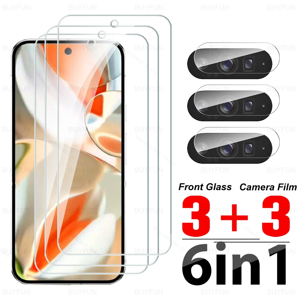 6-in-1 Full Cover Tempered Glass Screen Protector with HD Lens Film
