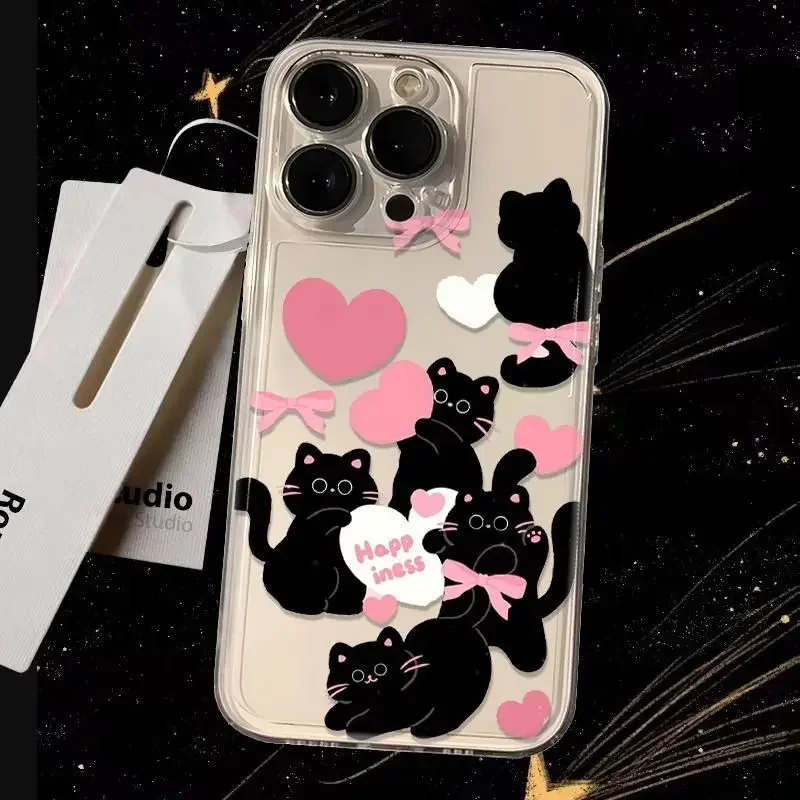 Love Heart Black Cat Phone Case