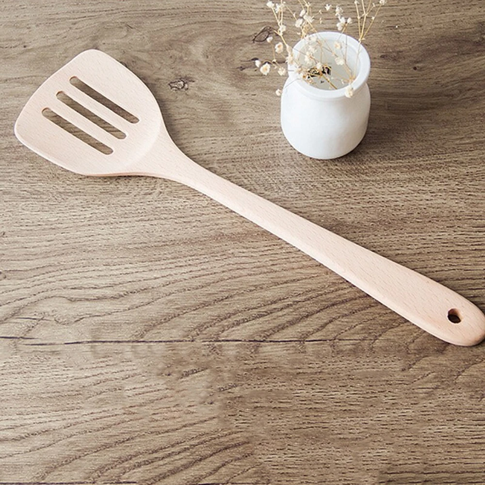 

Beech Wood Non-stick Hanging Cookware Cooking Tool Wok Shovels Turner Shovel Kitchen Utensil Wooden Spatula