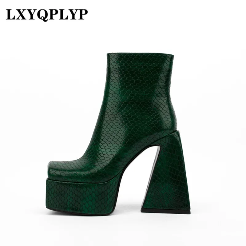 

2022 New Luxury Brand Thick Heel Waterproof Thick Heel Nude Boots Short Patent Leather Fashion Women's Boots Autumn and Winter