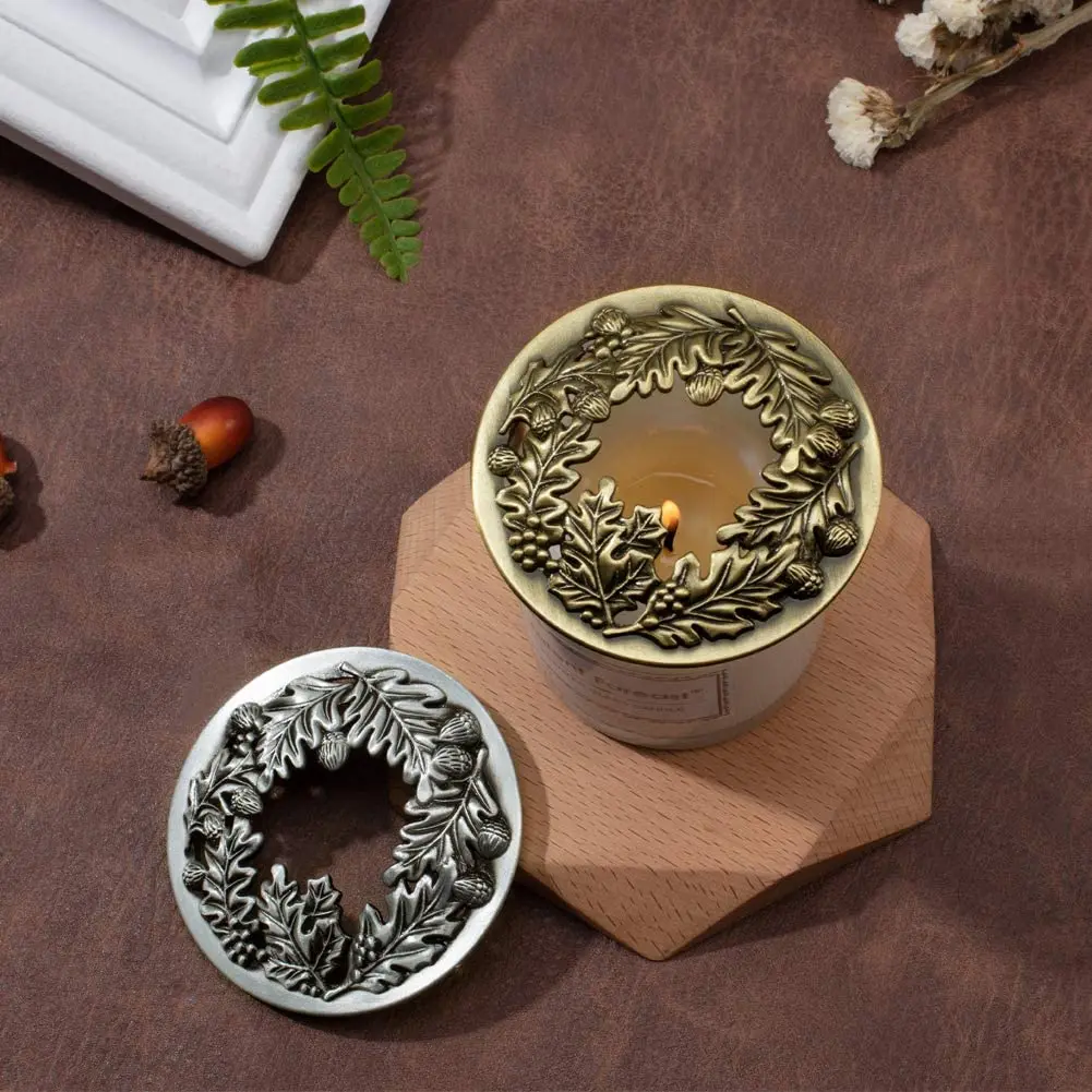 Vintage Alloy Candle Topper Branch Jar Lid Cover Carving Hollow Leaves Pattern Candles Shade Sleeves Big/Small Size Decor Home