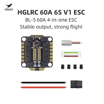 HGLRC 60A 6S V1 4-in-1 ESC BLHELI_S DShot600/300/150 2S-6S Firmware Q-H-40 For RC FPV Racing Freestyle Mark4 7/10 Inch 1