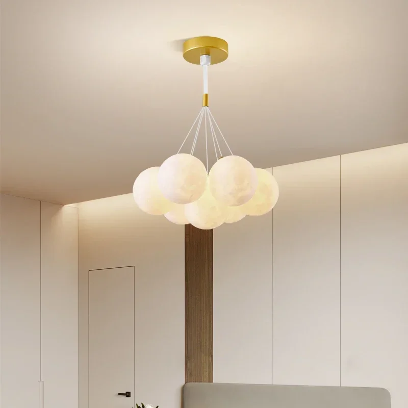 

Nordic bedroom chandelier, moon chandelier, children's room lamp, creative 3D planet lamp, medieval lamp, bubble ball restaurant