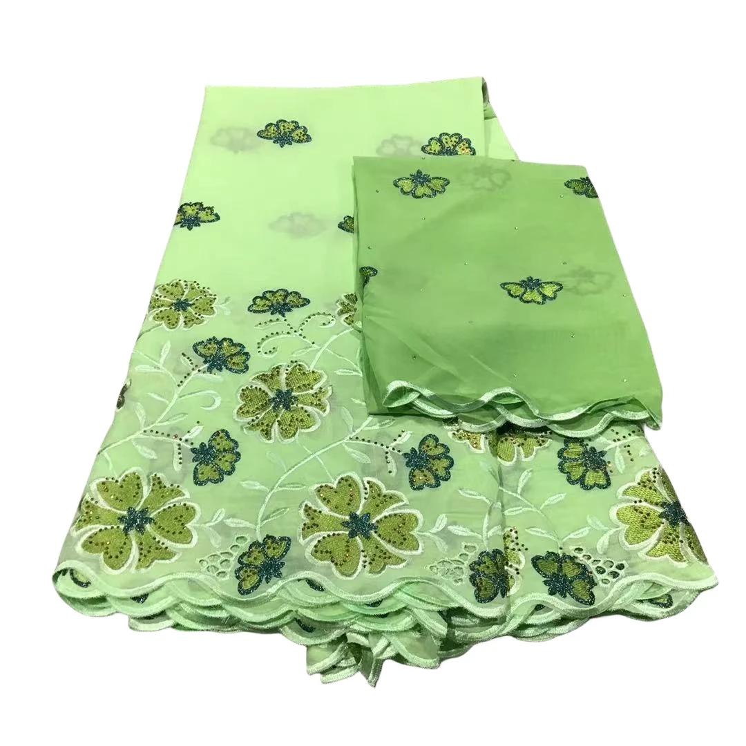 

Swiss Voile Lace Fabric with Stones, African Lace Fabric, Dubai Embroidery Cotton Lace, 5+2 Yards