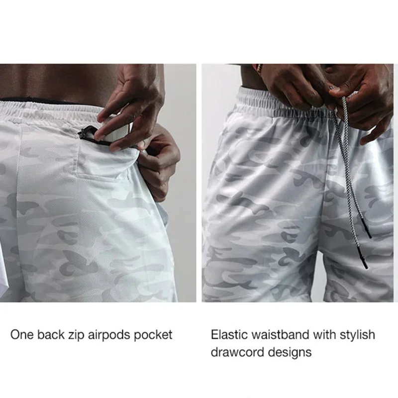 thumbnail image 5 of Pantalones cortos de compresión con estampado de Anime para hombre, Shorts de gimnasio de rendimiento atlético con bolsillos, secado rápido, Fitness, entrenamiento, boxeo, 2 en 1, 5 of 5