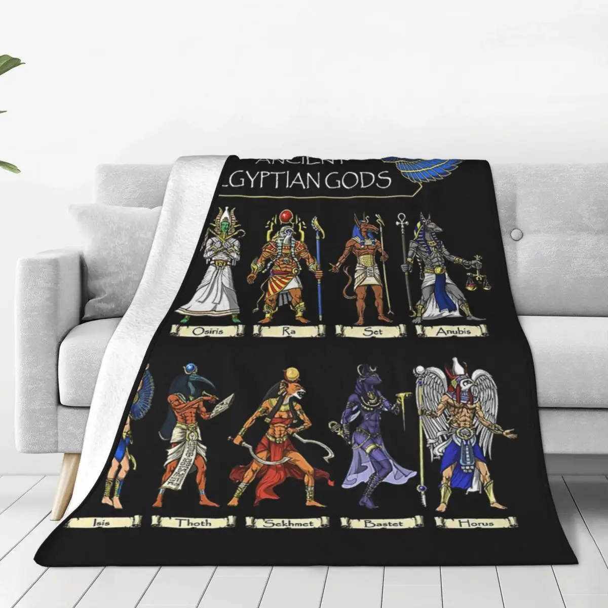 

Egyptian Gods Ancient Mythology Pharaoh Anubis Thoth Horus Bed Blanket Bed Covers Luxury Blanket Flannel Blanket