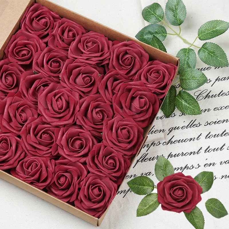 

25 Heads 8CM Artificial PE Foam Rose Flowers Bride Bouquet Flower for Wedding Party Valentine'S DayGift Holding Flower Gift