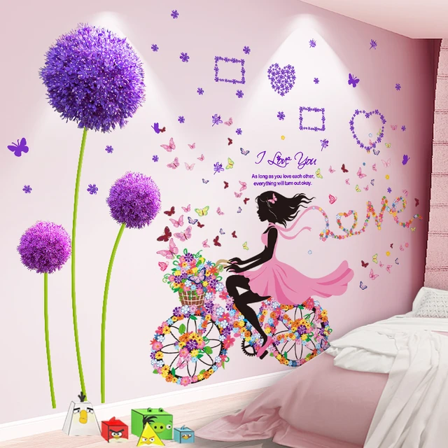 Stickers muraux dégradés pour chambres d'enfants, fleurs de pissenlit  bricolage, décalcomanies murales de plantes pour