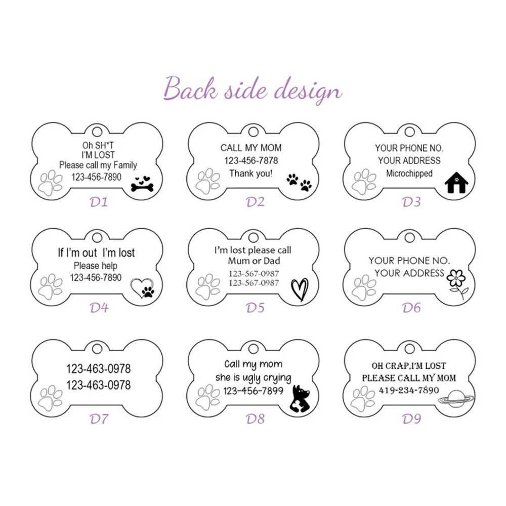 Personalized Customized Cute Pet Name Tag Stainless Steel Pet Cat And Dog Name Card Pet Collar Pendant Name Tag