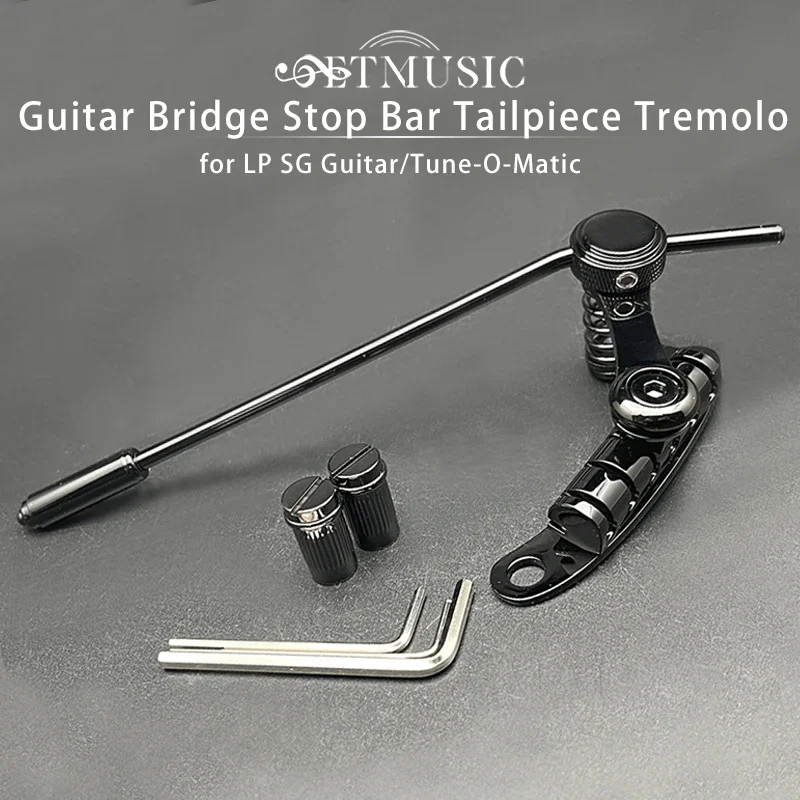 

Tune-O-Matic Style Electric Guitar Bridge Stop Bar Tailpiece Tremolo Compatible with LP SG Guitars Black/Gold/Chrome