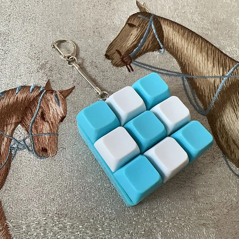 9 Tuşlu Mekanik Klavye Eksen Test Cihazı Düğme Tuş Başlığı Anahtarlık Klavye Anahtarlık Oyuncak Parmak Klavye Başlıkları Oyuncak