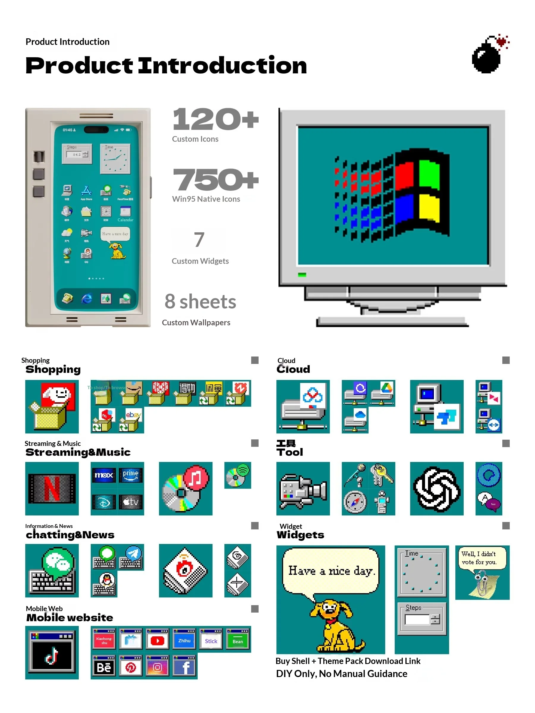 Retro phone case 3D printing Retro Win95 theme CRT monitor cool fun original for iPhone WinPhone Gifts