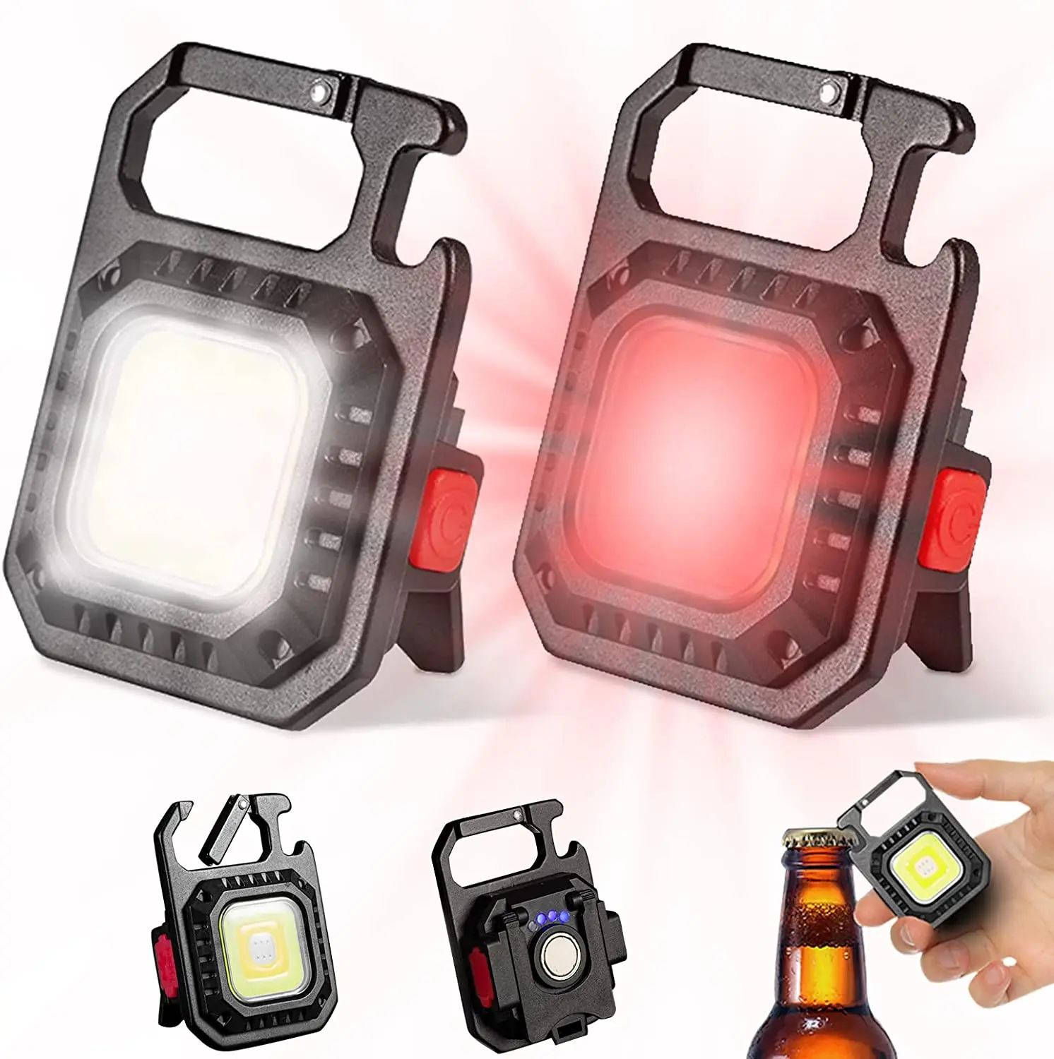 Mini Magnetic COB Keychain Light portable flashlight keychain work light portable work lights portable work light portable torch 800Lumens Bright USB Rechargeable Flashlight 3 Light Modes Portable Folding Bracket Work Lamp