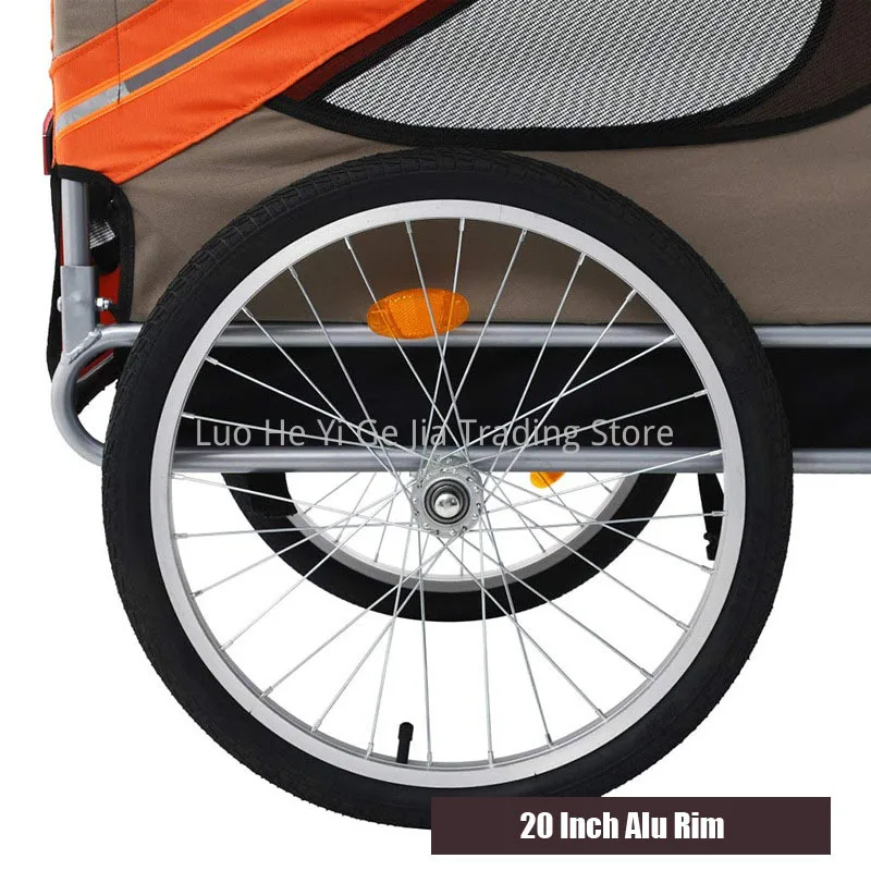 20 Inch Inflatable Wheel Pet Bike Trailer, Aluminum Rim Wheels And Steel Frame Bicycle Cart Dog Carrier