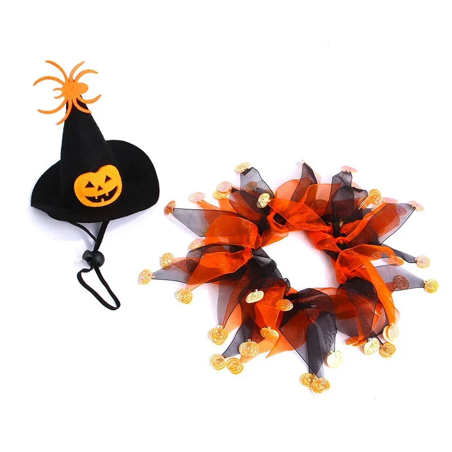 1pcs Halloween hat scarf set, skull pattern, cat cape hat set, accessories