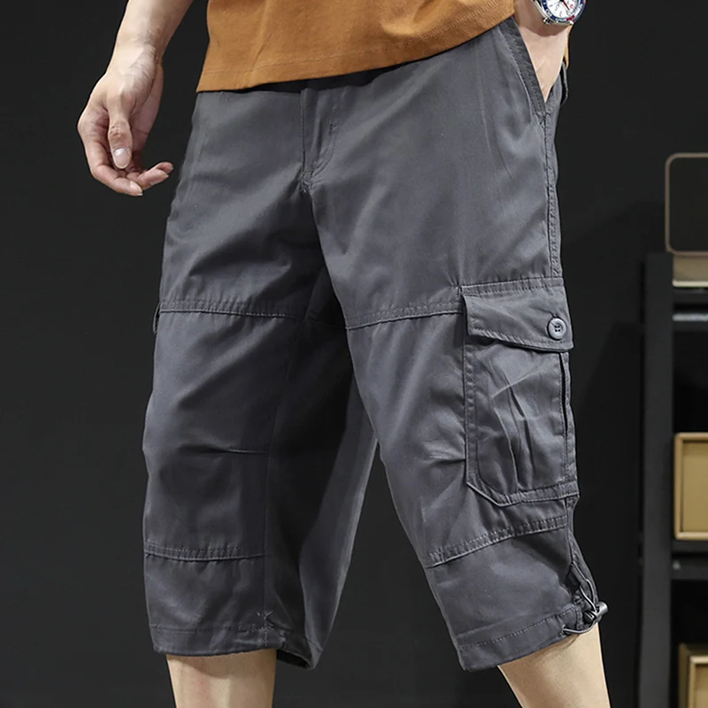 Men's Cargo Shorts Summer Below Knee Thin Cotton Casual Sports Fashion Brand Street Jogging Camouflage Y2K Breeches with Belt