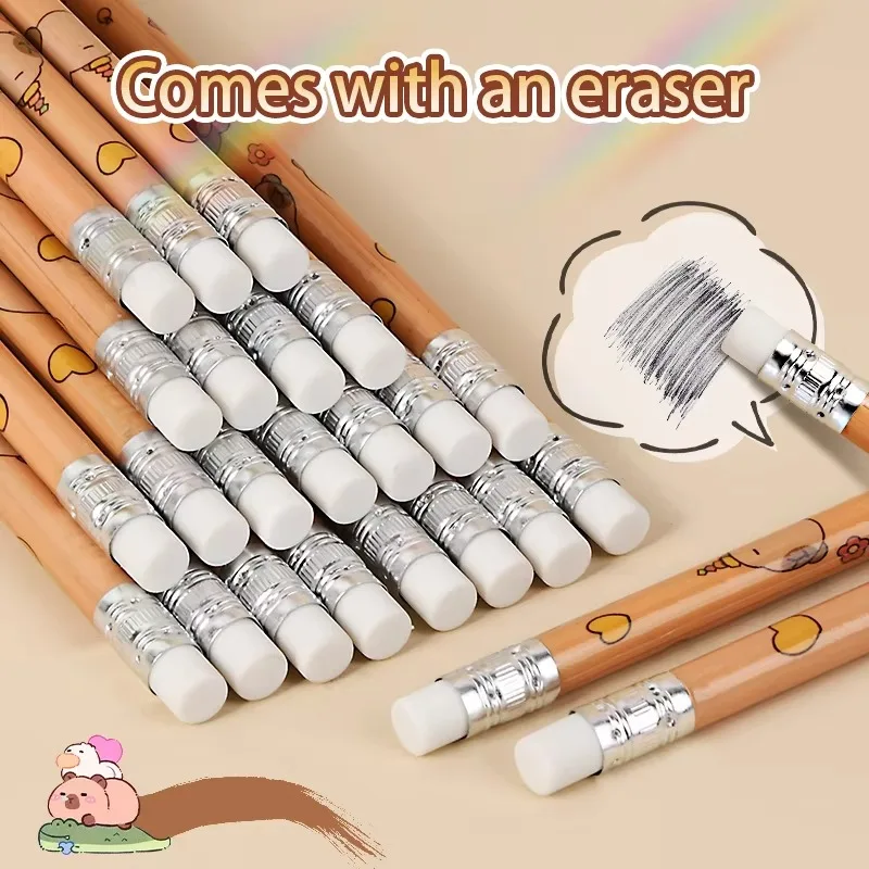 Drawing Pencils 30pcs Kawaii Capybara Pencils Sketching Drawing Pencil With Eraser Unpointed School Office Students Stationery