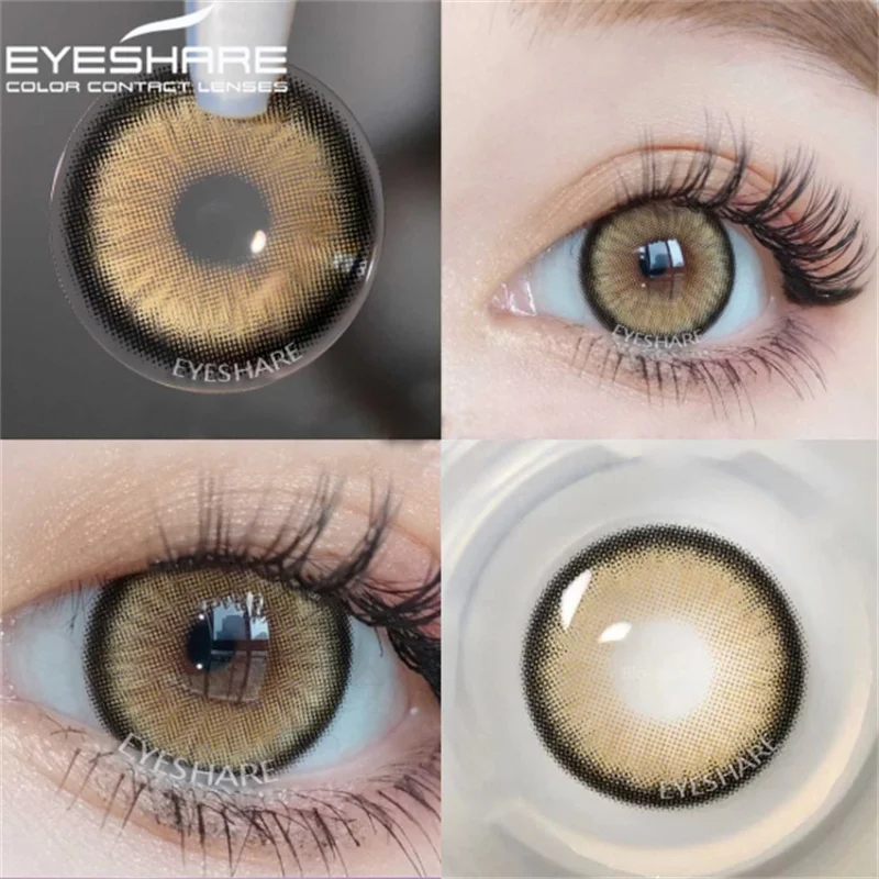 EYESHARE زوج واحد من العدسات اللاصقة الملونة للعيون عدسات العين الكبيرة عدسات زرقاء عدسات رمادية عدسات بنية عدسات تجميلية سنوية
