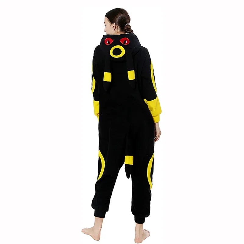 Adult Monster Kigurumi Onesie Black Yellow Pajamas Warm Fleece Animal Halloween Party Cosplay Costume Pyjamas
