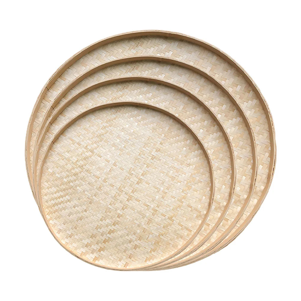 

4pcs Bamboo Dustpan Handmade Bamboo Woven Craft Drawing Plate (Bamboo)