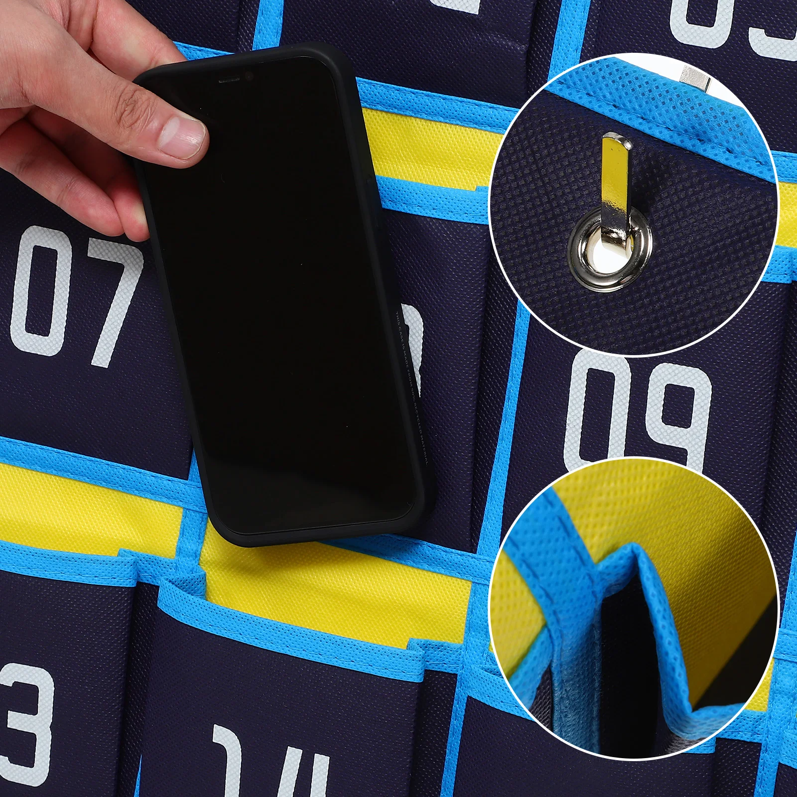 Numbered Classroom Organizer Phone Pocket Chart Pouch 30 Pockets Phones Holder Wall Hanging Storage Bag with Hooks Classic classroom organizer
